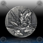 3x 2oz NIUE $2 Dollars 2015 "VIKINGS - Odin, King Cnut, Ragnar" Antique finish